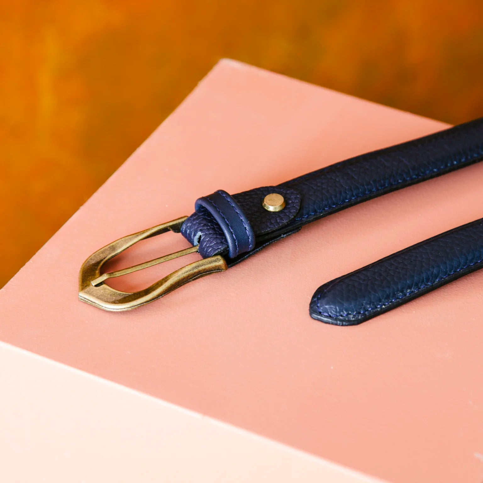 Lacivert Floater Deri Kemer 2.5 cm