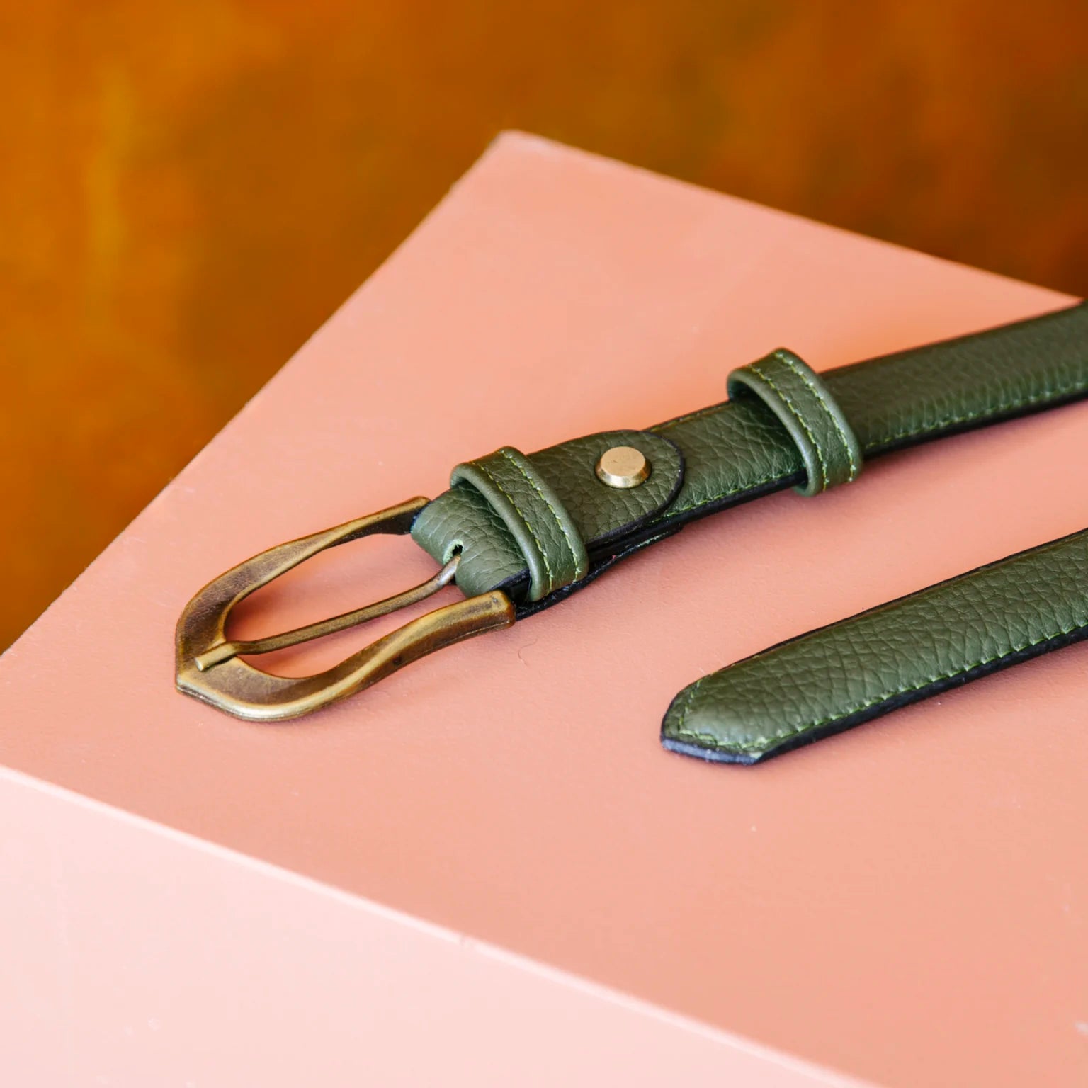 Zeytin Yeşili Floater Deri Kemer 2.5 cm