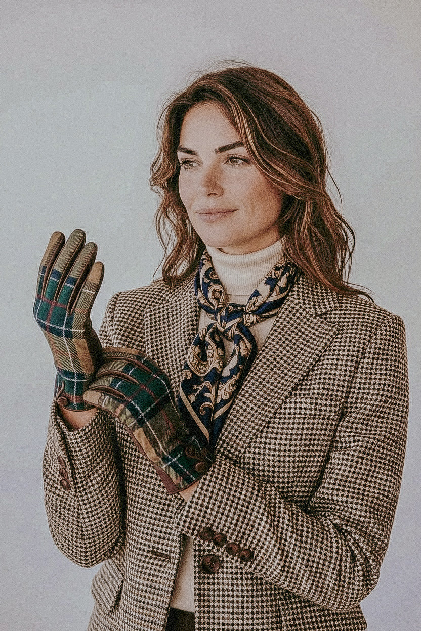 Women's Leather Fabric Gloves
