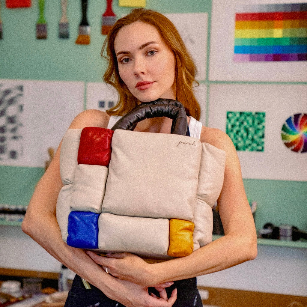 Mondrian Composition Deri Omuz Çantası